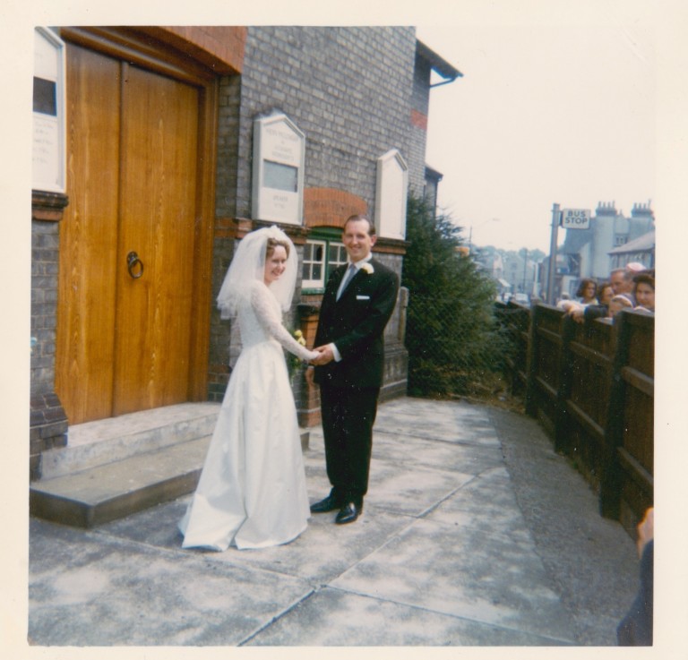 Wedding of Susan Fakes and David Nunn. Methodist Church, Mill Road, 1965.